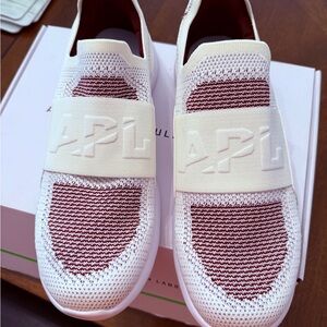 APL Men's White and Burgundy Knit Sneakers